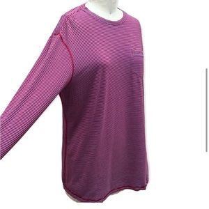 Lululemon 5 Year Basic Long Sleeve Classic Stripe Black Swan Love Red
